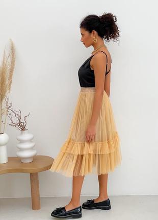 Nude color Tulle skirt with ruffles AIRSKIRT5 photo