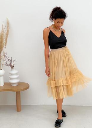 Nude color Tulle skirt with ruffles AIRSKIRT4 photo