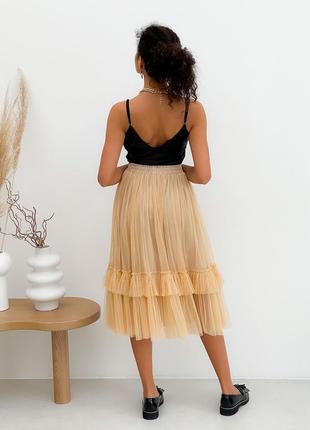 Nude color Tulle skirt with ruffles AIRSKIRT6 photo