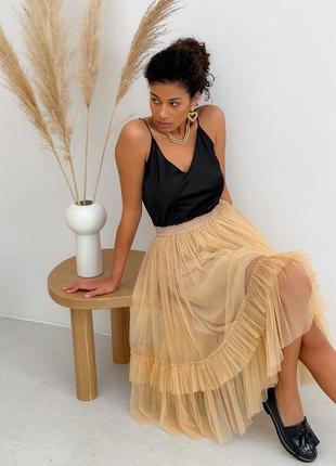 Nude color Tulle skirt with ruffles AIRSKIRT3 photo
