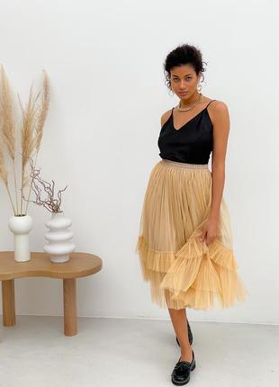 Nude color Tulle skirt with ruffles AIRSKIRT9 photo