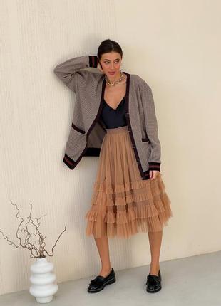 Caramel color Tulle skirt with ruffles AIRSKIRT4 photo
