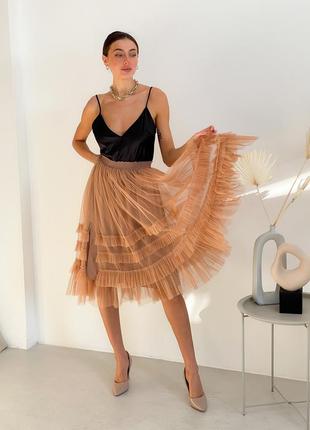 Caramel color Tulle skirt with ruffles AIRSKIRT2 photo