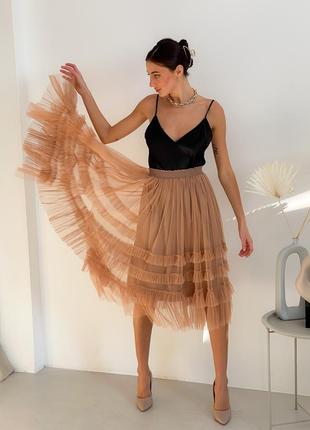 Caramel color Tulle skirt with ruffles AIRSKIRT6 photo