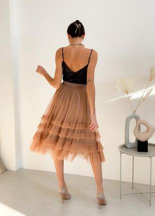 Caramel color Tulle skirt with ruffles AIRSKIRT5 photo