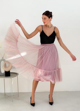 Blush Pink Tulle skirt with ruffle AIRSKIRT4 photo