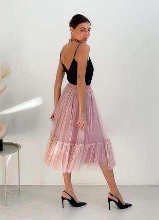 Blush Pink Tulle skirt with ruffle AIRSKIRT7 photo
