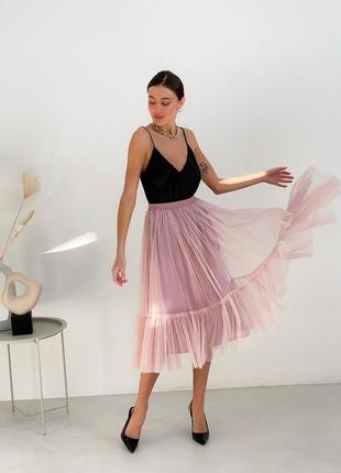 Blush Pink Tulle skirt with ruffle AIRSKIRT6 photo