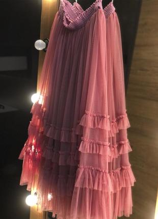 Dusty pink color Tulle skirt with ruffles AIRSKIRT3 photo