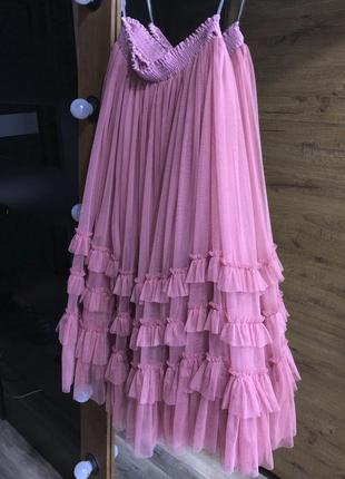 Dusty pink color Tulle skirt with ruffles AIRSKIRT5 photo