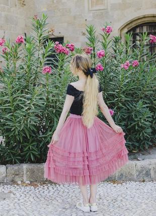 Dusty pink color Tulle skirt with ruffles AIRSKIRT9 photo