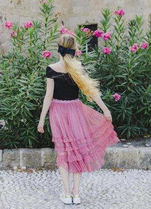 Dusty pink color Tulle skirt with ruffles AIRSKIRT4 photo