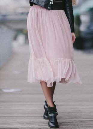 Blush Pink Tulle skirt with ruffle AIRSKIRT1 photo