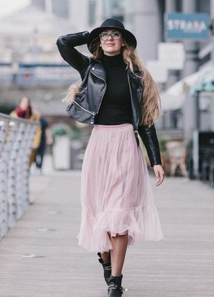 Blush Pink Tulle skirt with ruffle AIRSKIRT4 photo