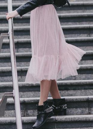 Blush Pink Tulle skirt with ruffle AIRSKIRT5 photo