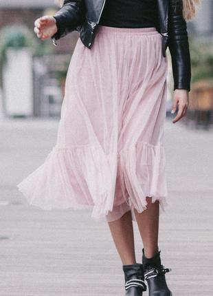 Blush Pink Tulle skirt with ruffle AIRSKIRT3 photo
