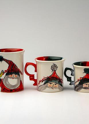 Christmas handmade ceramic mug Santa with champagne New Year 20233 photo
