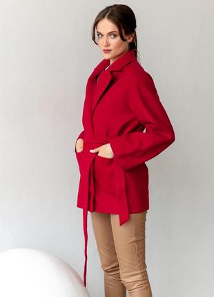 Red coat with belt2 photo