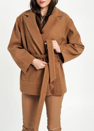 Brown coat with belt2 photo