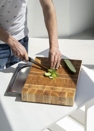 Ash cutting board with tray 30*40 cm