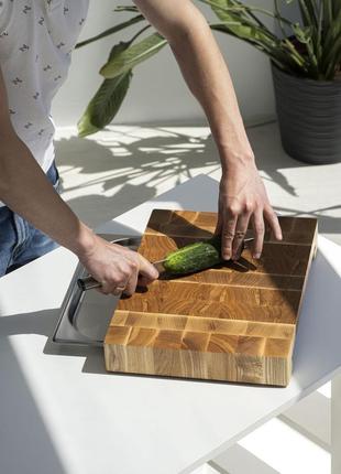 Ash cutting board with tray 30*40 cm5 photo
