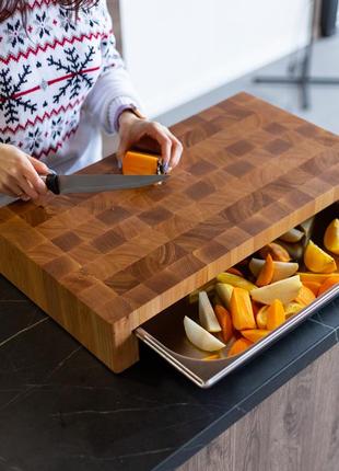 Ash cutting board with tray 60*34 cm3 photo