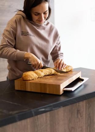 Ash & Oak cutting board with tray 30*40 cm6 photo