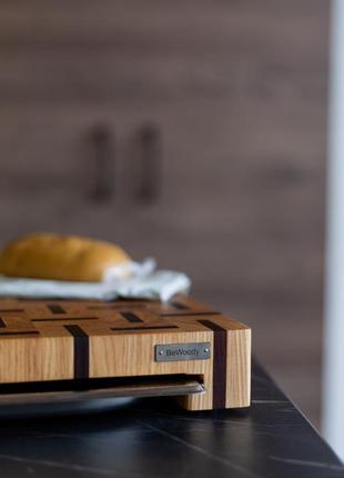 Ash & Sapele cutting board with tray 30*40 cm4 photo