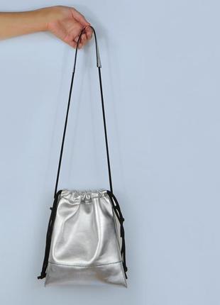 Leather Bag  ” Silver “1 photo