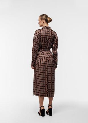 Women's checkered dress-shirt brown3 photo