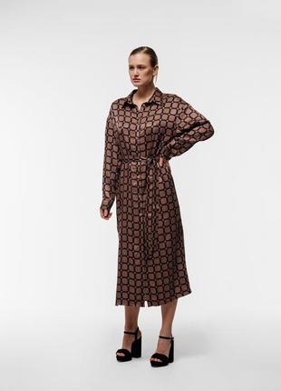 Women's checkered dress-shirt brown2 photo