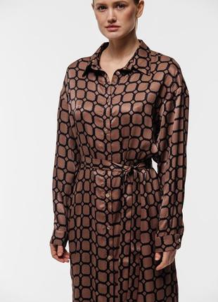 Women's checkered dress-shirt brown4 photo