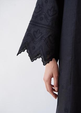 Black linen embroidered dress Nizhnist Black7 photo