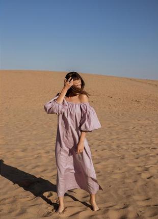 Linen&cotton dress with wide volume sleeves4 photo