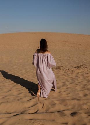 Linen&cotton dress with wide volume sleeves6 photo