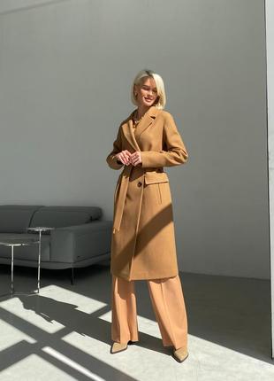 Camel fitted wool coat