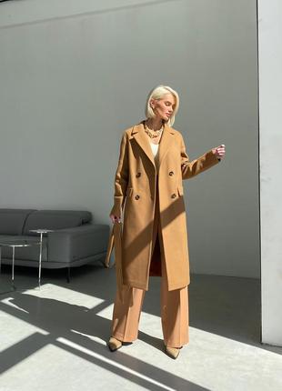 Camel fitted wool coat8 photo