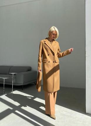 Camel fitted wool coat7 photo
