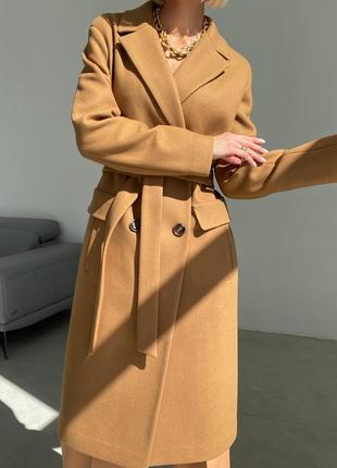 Camel fitted wool coat4 photo
