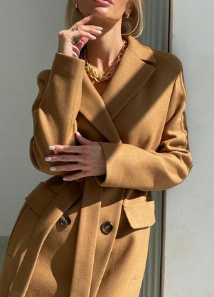 Camel fitted wool coat3 photo
