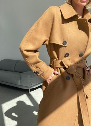Woman camel wool trench coat8 photo