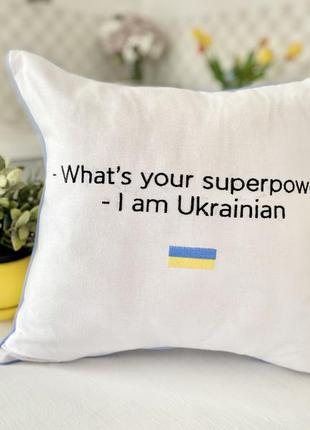 Decorative pillowcase with Ukrainian patriotic embroidery 45 x 45 cm.2 photo