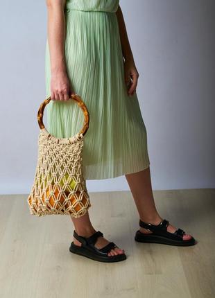 Shopping bag with wooden handle, eco bag, avoska, tote bag, reusable cotton bag2 photo