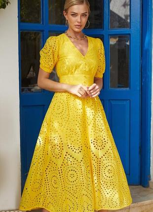 Yellow midi summer dress gepur2 photo