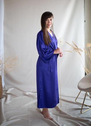 Purple long robe kimono with side slits.4 photo