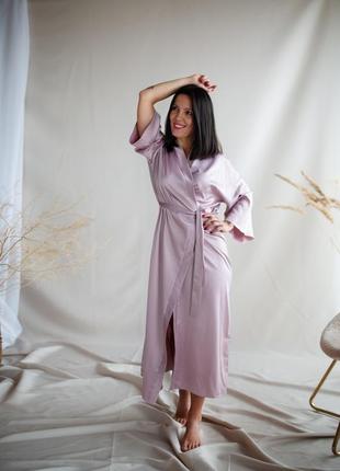 Dusty pink long robe kimono with side slits.2 photo