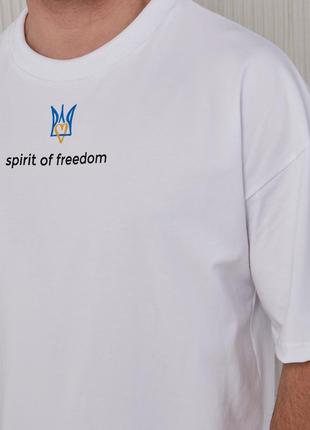 T-shirt White Men Coat of Arms  "Spirit of Freedom" with Ukrainian Symbolic1 photo