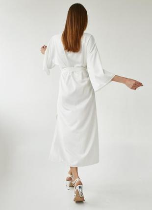 Ivory long robe kimono with side slits. Bridal getting ready outfit.3 photo