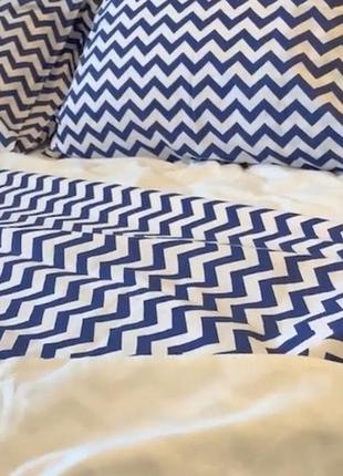 Cotton ranforce bedding set BLUE ZIGZAG single bed5 photo
