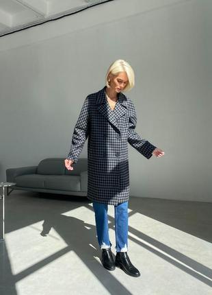 Plaid wool peacoat in black/gray2 photo